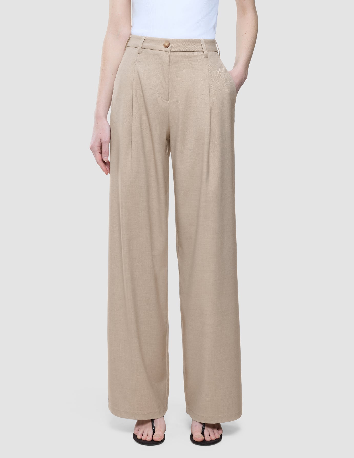 Women's Skye Pants Wide Sandy Beige Melange