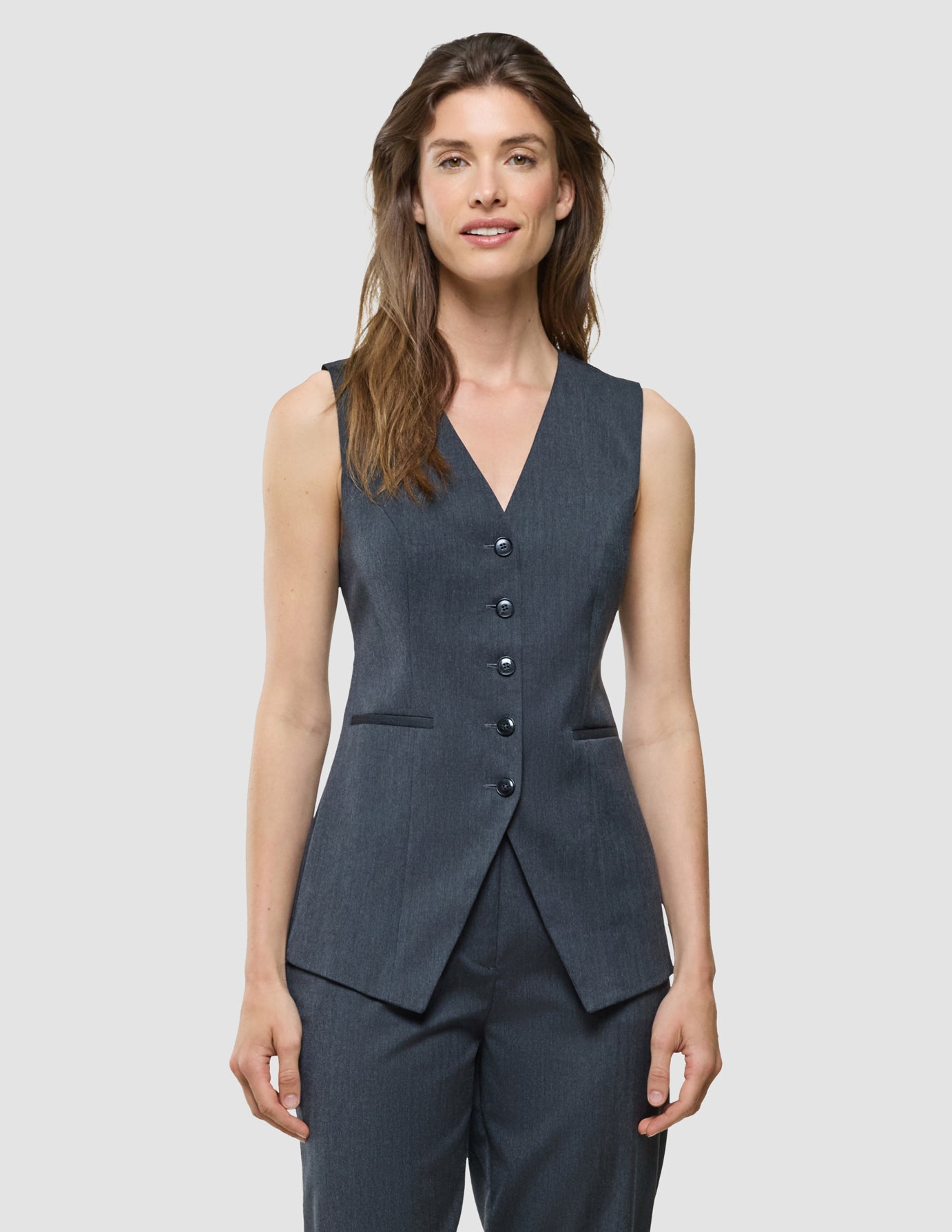 Women's Skye Long Vest Charcoal Melange