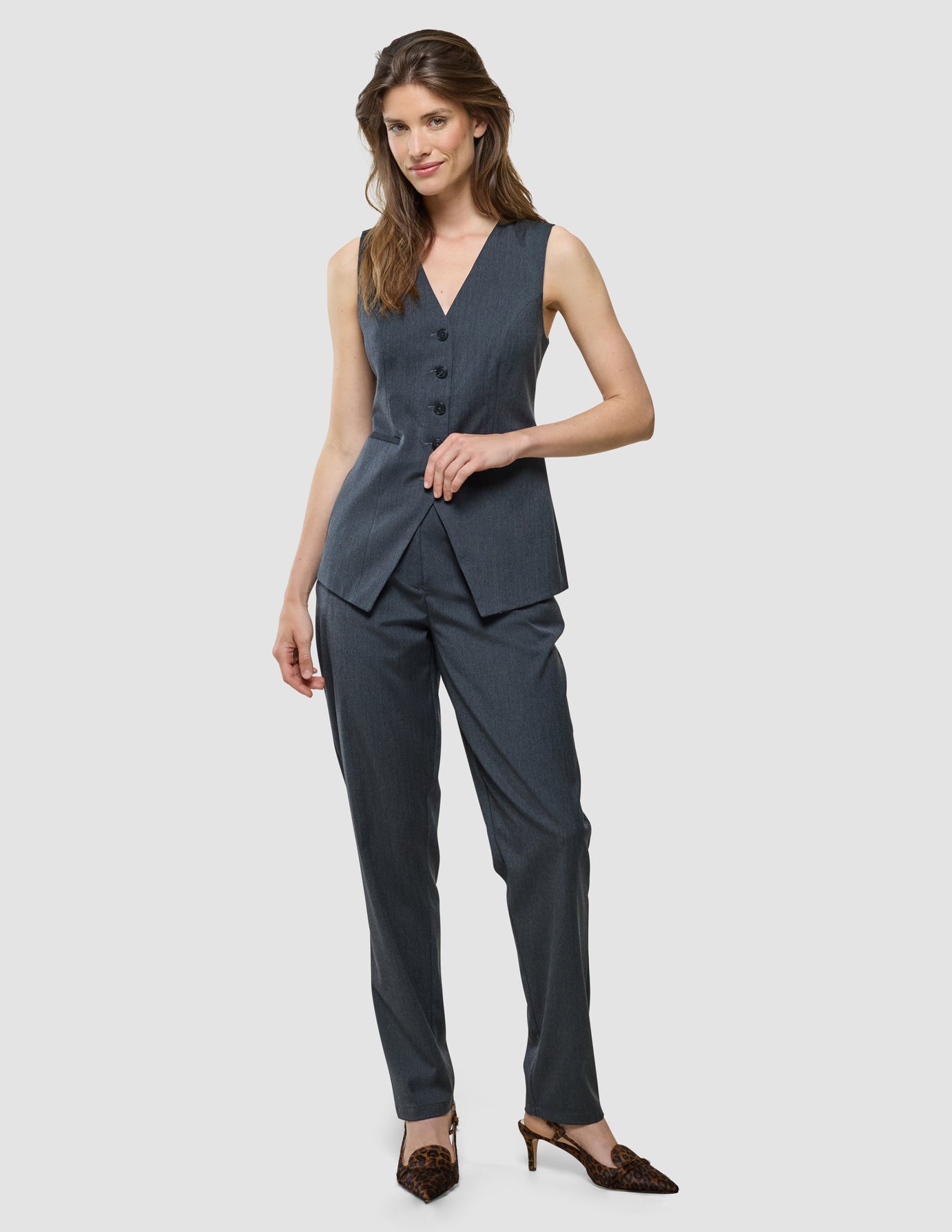 Women's Skye Long Vest Charcoal Melange