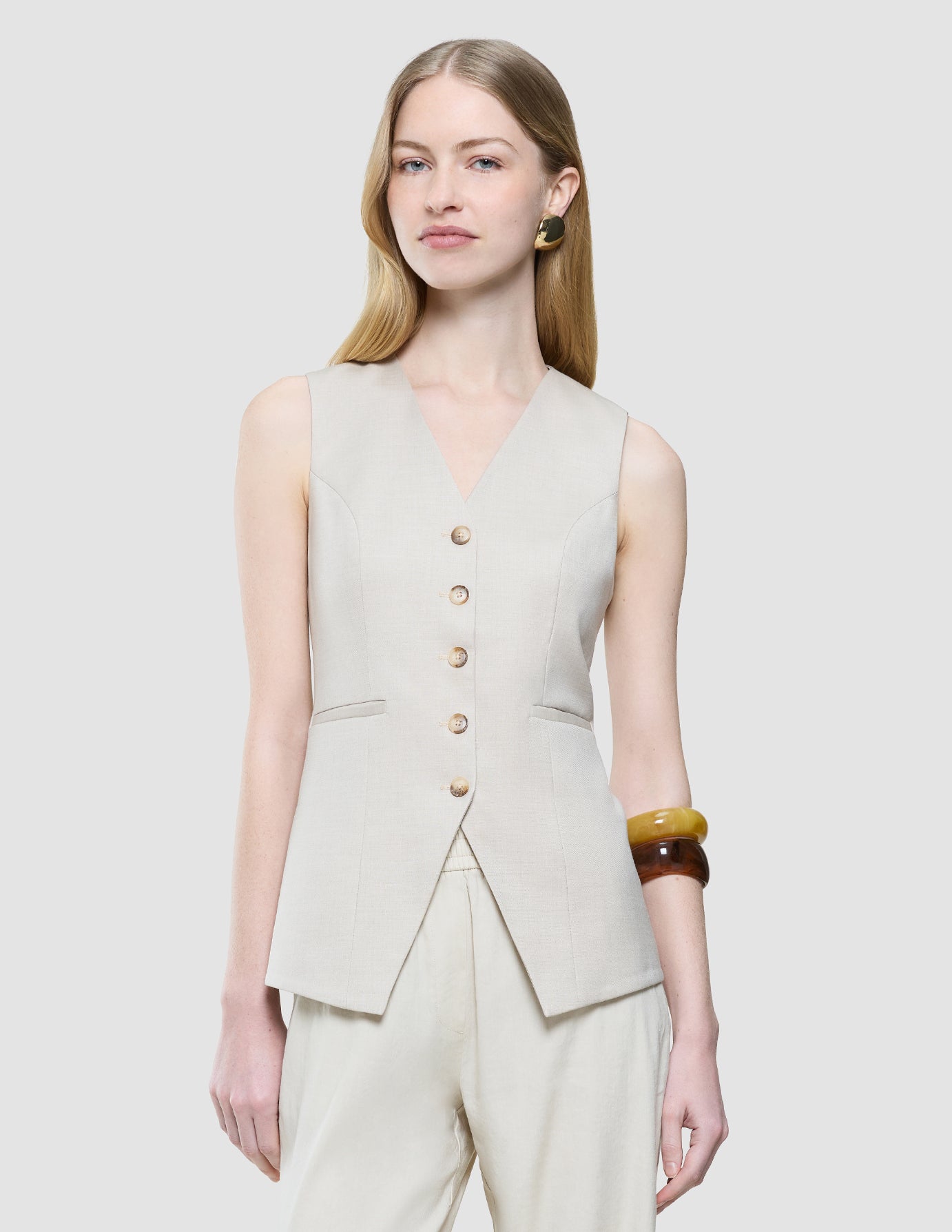 Women's Skye Long Vest Sandy Beige Melange