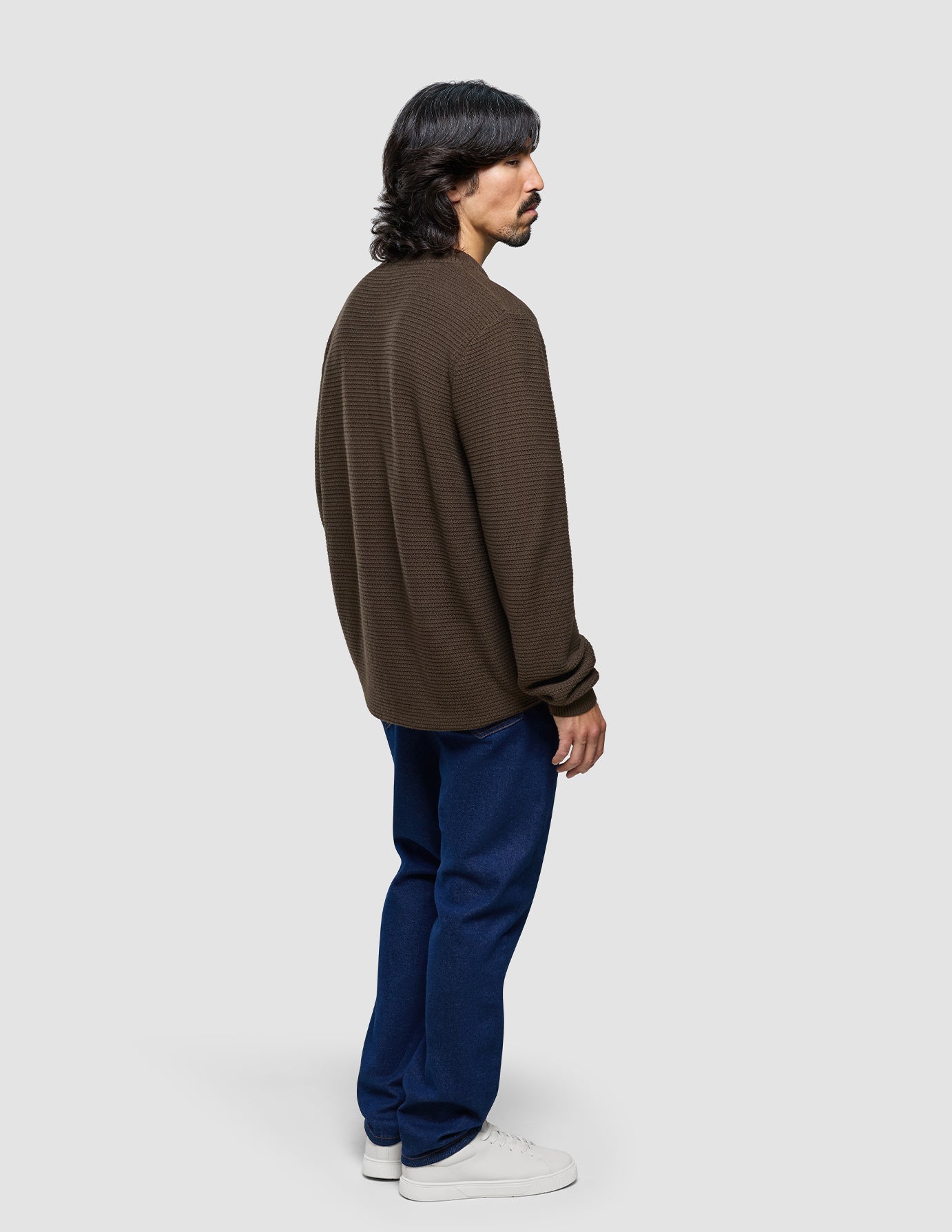 Structured Knit Cardigan Dark Brown