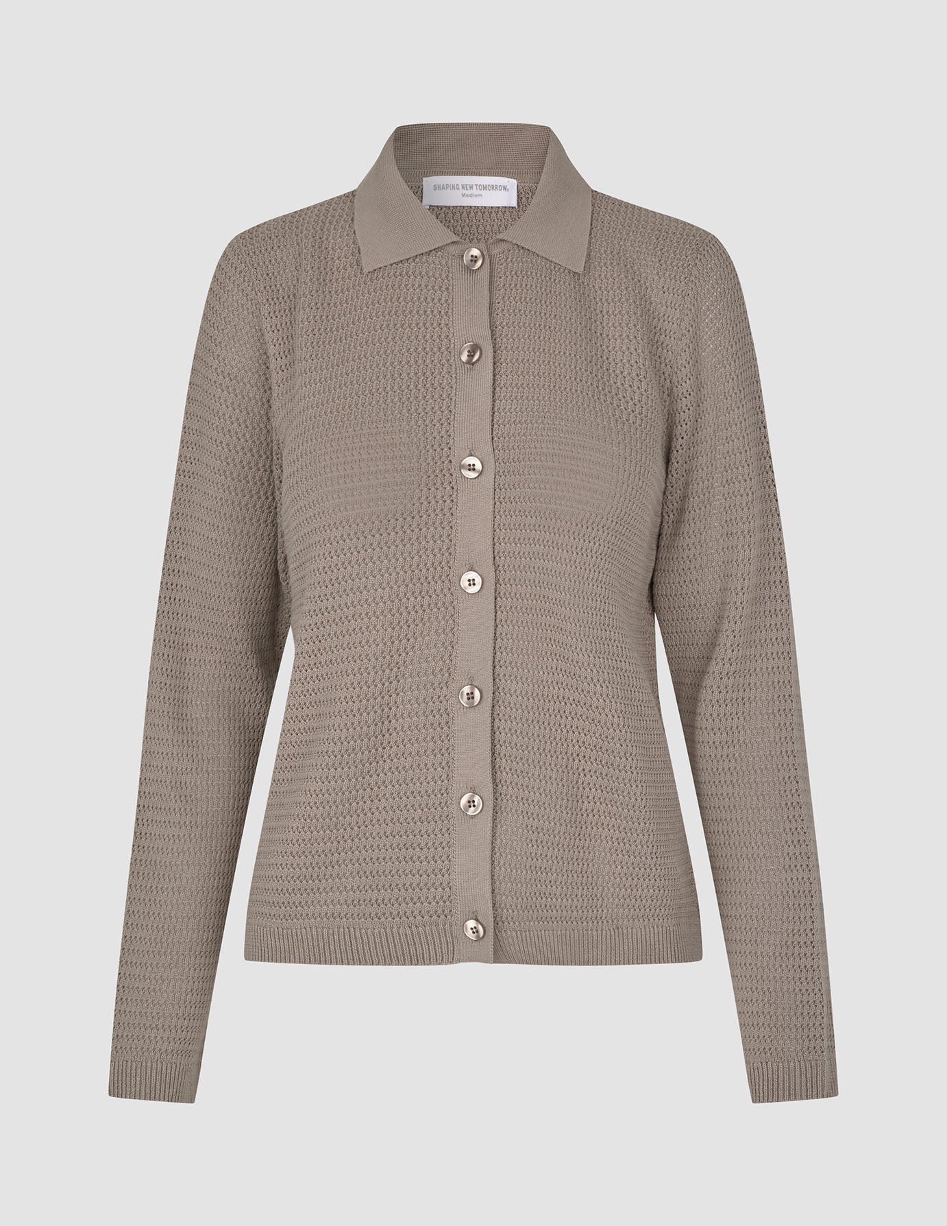 Women Structured Polo Long Sleeve Dark Sand