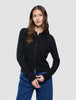 Women Structured Polo Long Sleeve Black