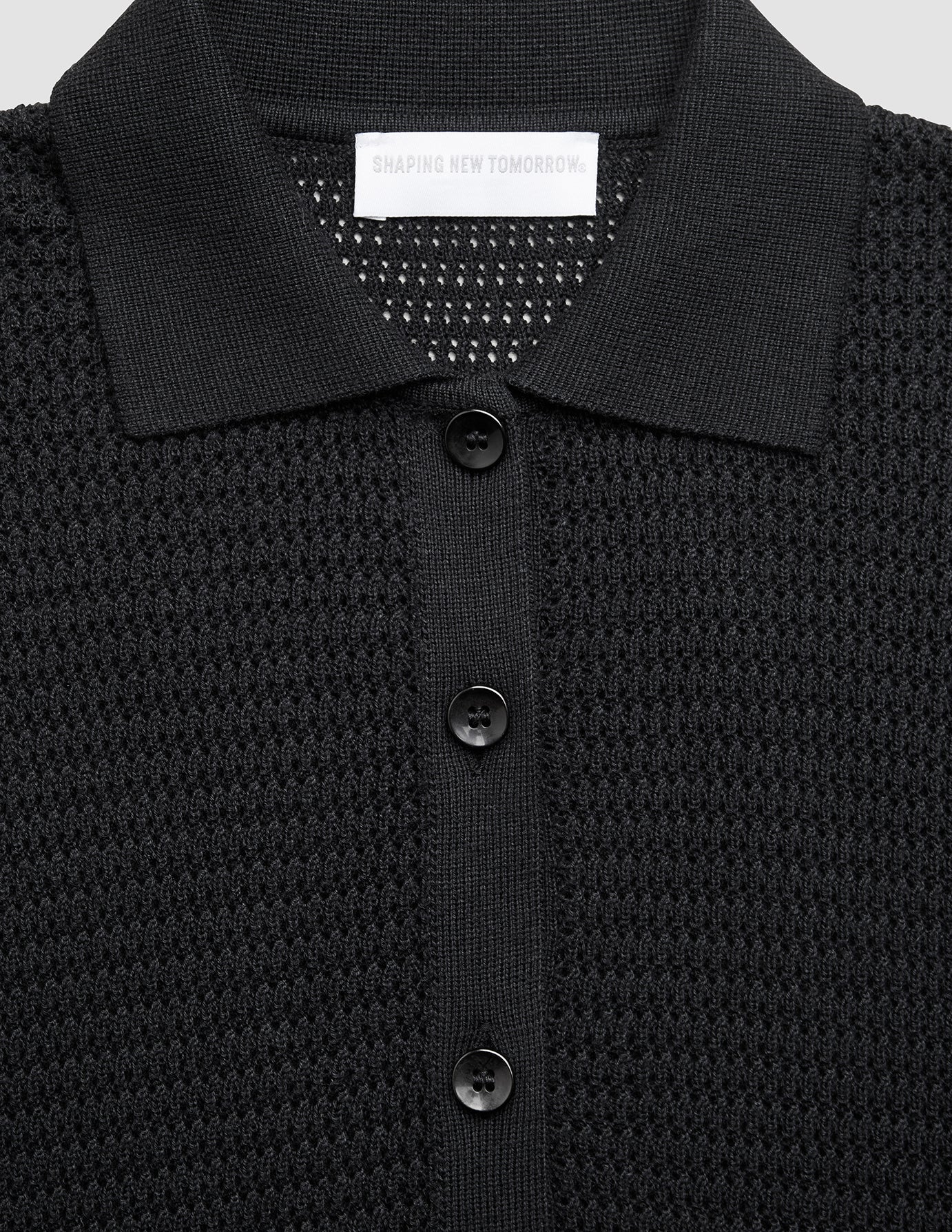 Women Structured Polo Long Sleeve Black