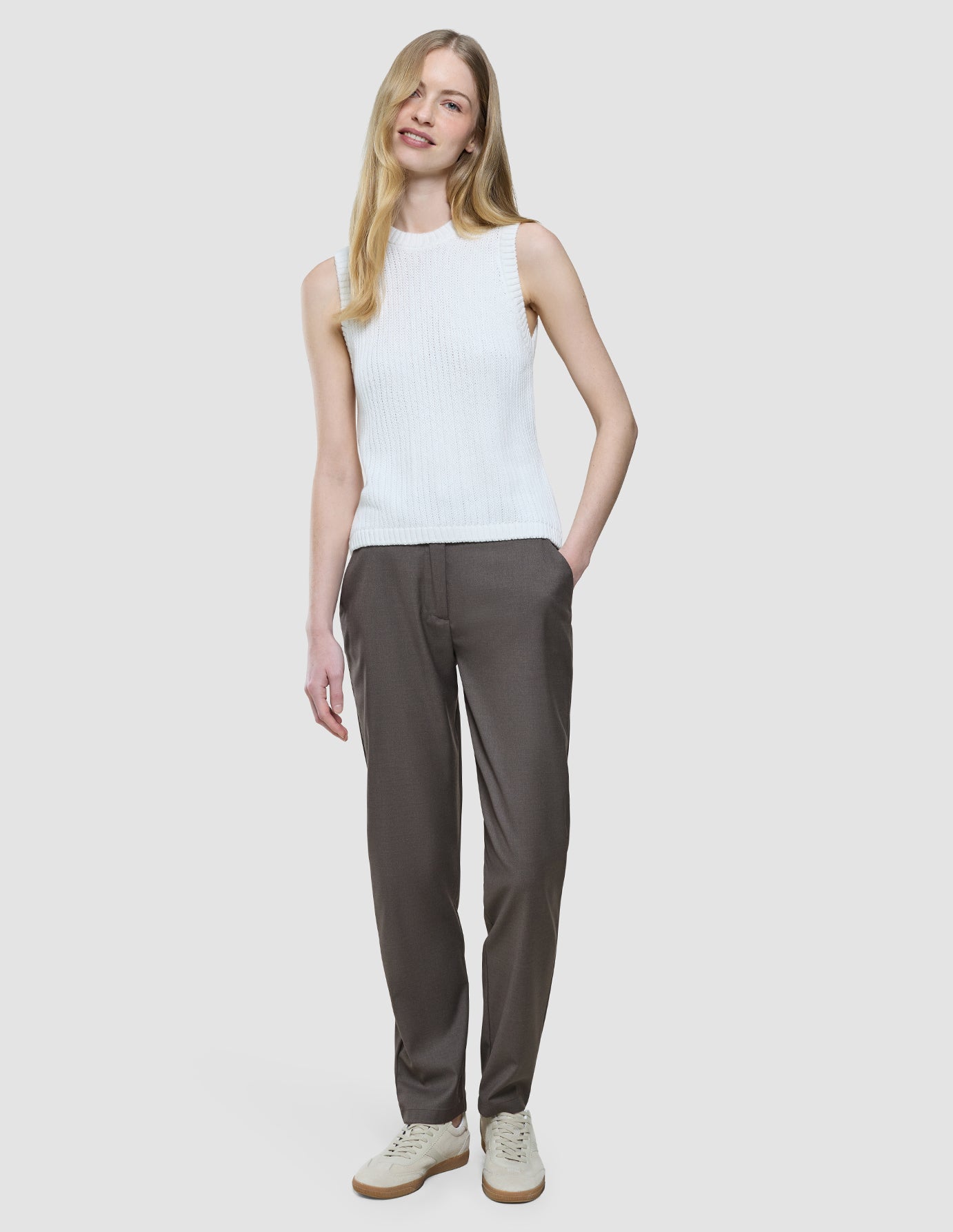 Women's Structured Knit Top Off White