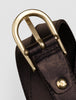Women Thin Leather Belt Gold Dark Brown