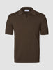 V-Neck Knit Short Sleeve Polo Dark Brown