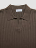 V-Neck Knit Short Sleeve Polo Dark Brown