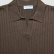 V-Neck Knit Short Sleeve Polo Dark Brown