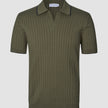 V-Neck Knit Short Sleeve Polo Green Night