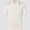 V-Neck Knit Short Sleeve Polo White