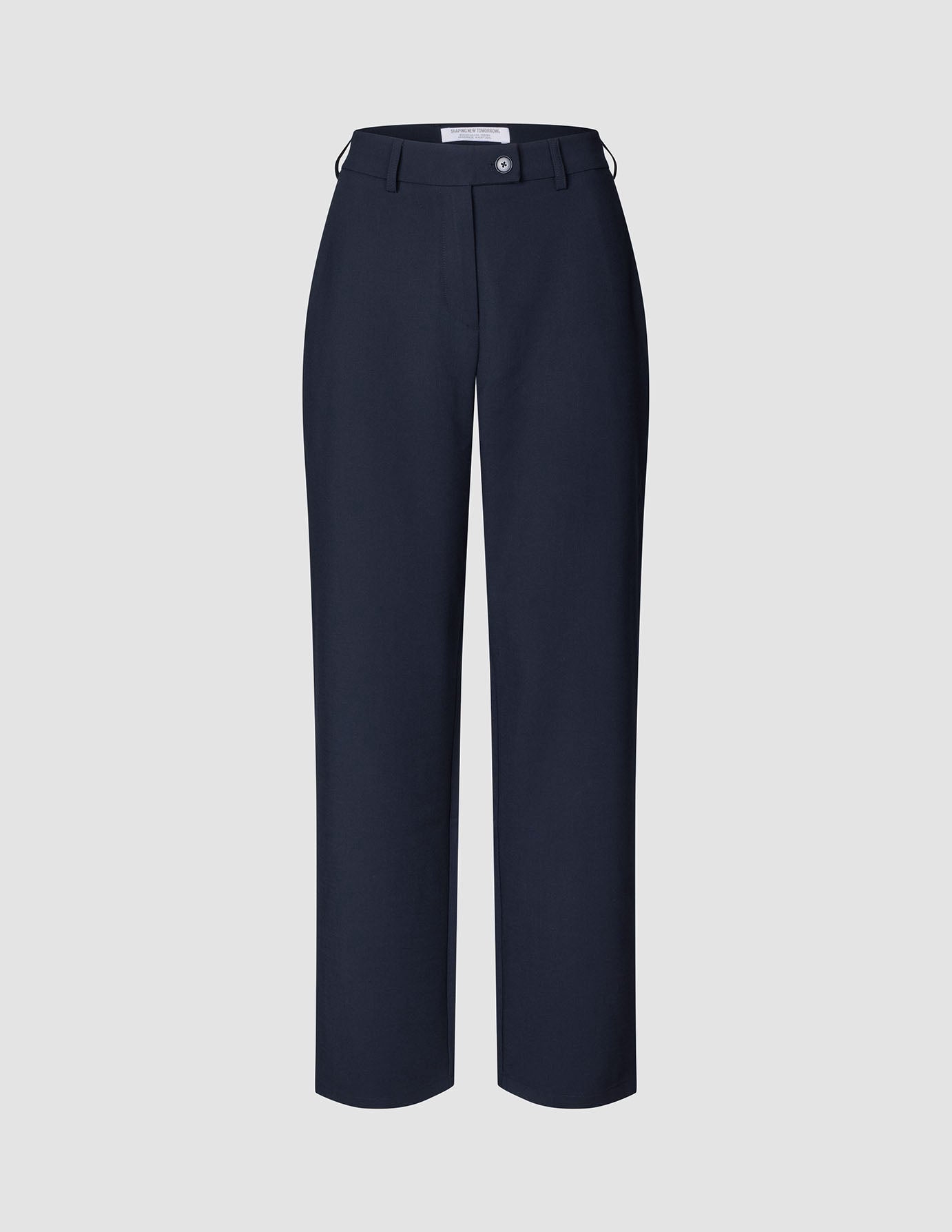 Women GO2-bukser, Straight Blue Nights, i mørk marineblå, med lige ben og høj talje med knapper.