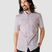 Classic Short-Sleeved Twill Shirt Mahogany Stripes