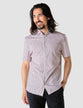 Classic Short-Sleeved Twill Shirt Mahogany Stripes