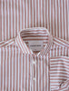 Classic Short-Sleeved Twill Shirt Mahogany Stripes
