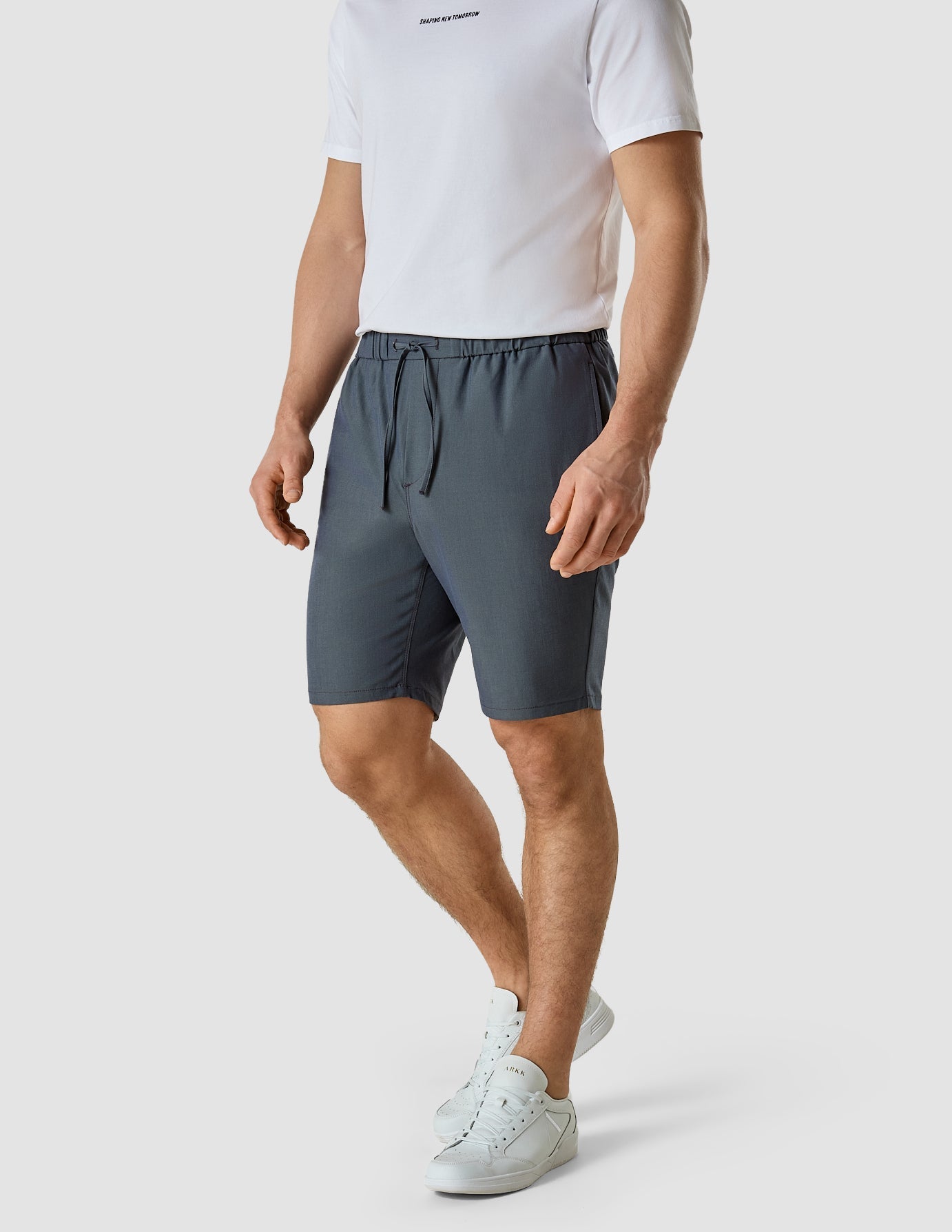 Tech Linen Elastic Shorts Navy