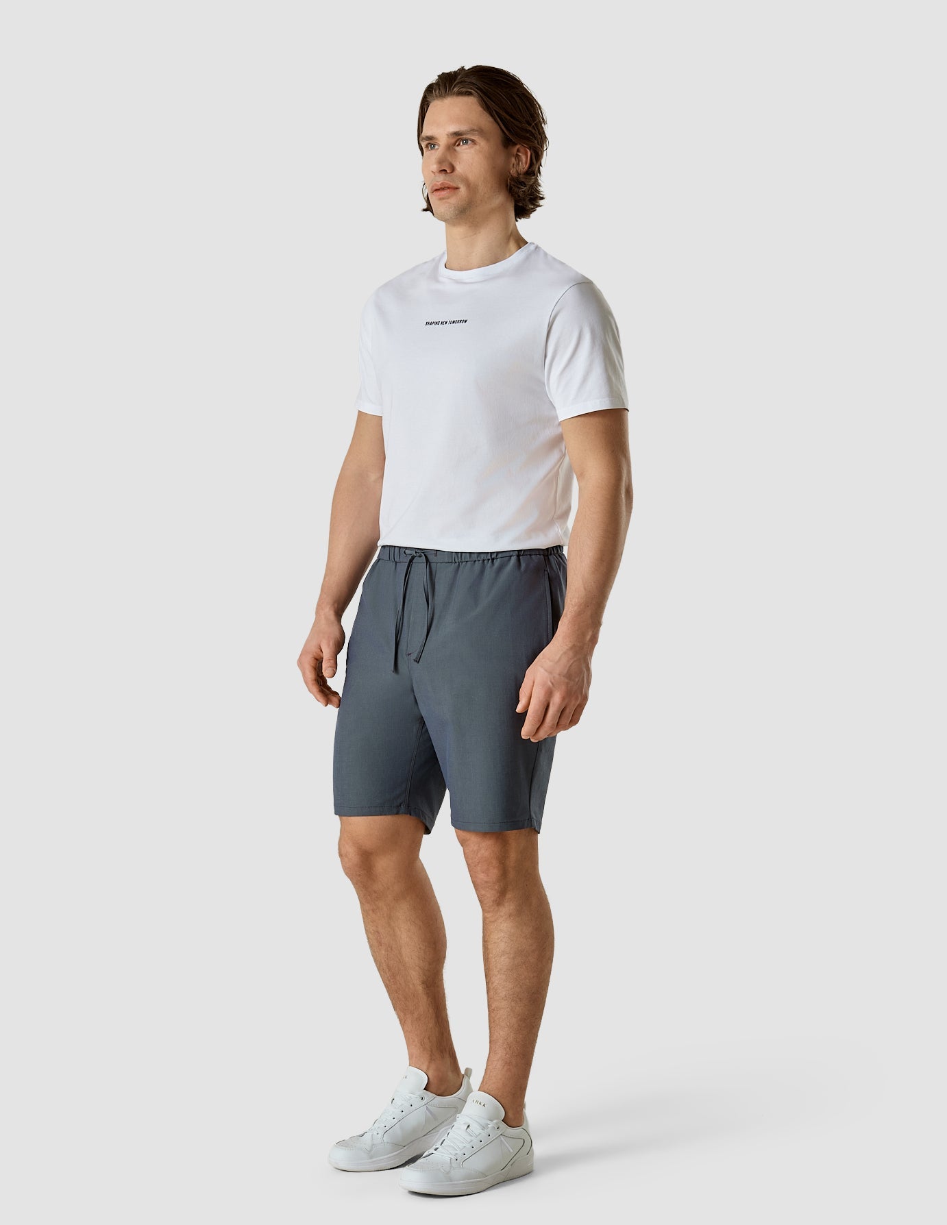 Tech Linen Elastic Shorts Navy