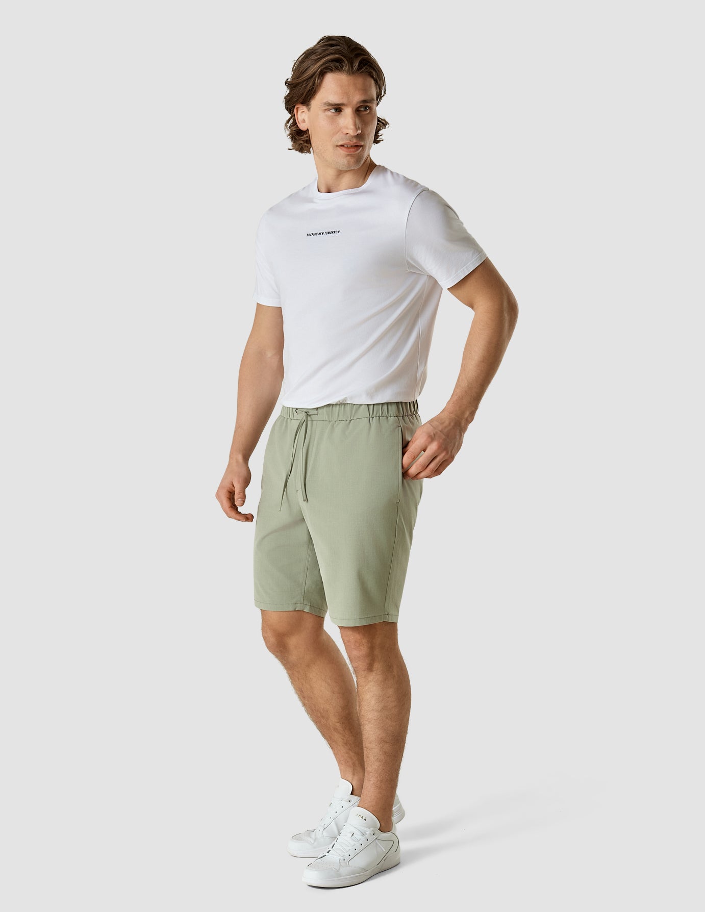 Tech Linen Elastic Shorts Neutral Green